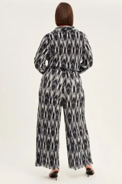 Black Print Plisse Pants Wide Leg High Rise 10 Black Print Plisse Pants Wide Leg High Rise -You And All Fashion Store cbt8224cx 36pb print 5