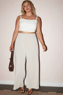 Beige Tailored Wide Leg Pants -You And All Fashion Store cbt9129 47a beige 3