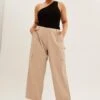 Beige Cargo Pants High Rise