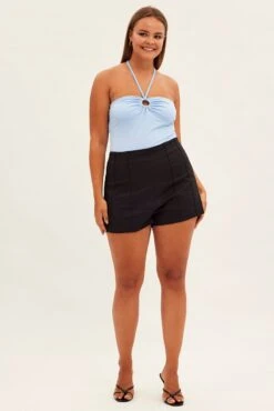 Black Mini Shorts High Rise -You And All Fashion Store cbtc2540 48pb black 3