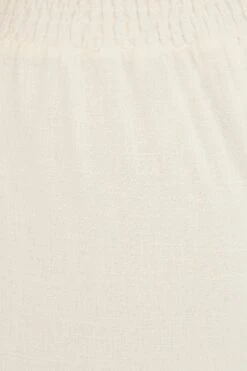 White Wide Leg Pant Flat Front Elastic Back Linen Blend -You And All Fashion Store cbtk31793 38a white 6