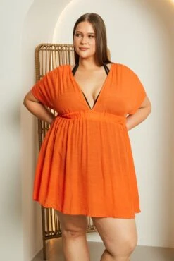 Orange Beach Dress Cover Up -You And All Fashion Store cbw0110 51b orange 3