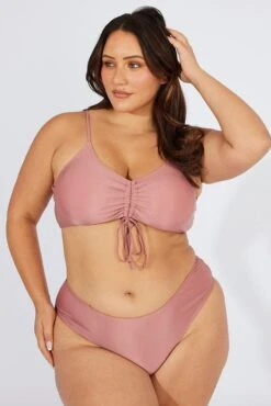 Pink Ruched Bust Bikini Set -You And All Fashion Store cbwn0065 51b pink 3