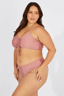 Pink Ruched Bust Bikini Set -You And All Fashion Store cbwn0065 51b pink 4