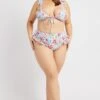 Multi Floral Frilly Bikini Set With Bow Detail