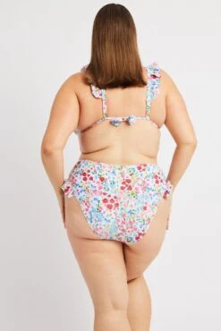Multi Floral Frilly Bikini Set With Bow Detail -You And All Fashion Store cbwn0088 51b floral 5
