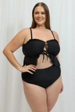 Black Ruched Detail Bikini Set