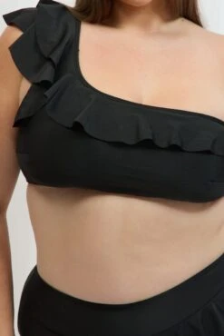 Black Frill Detail One Shoulder Bikini Set 11 Black Frill Detail One Shoulder Bikini Set -You And All Fashion Store cbwn0116 51b black 6