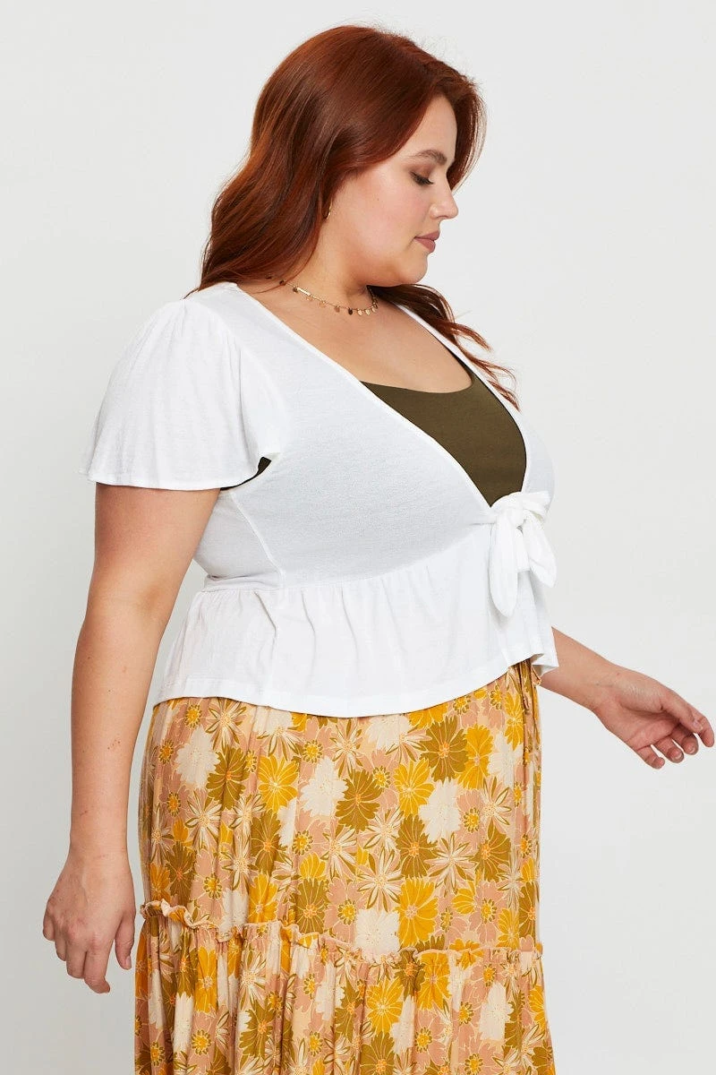 White Cardigan Short Sleeve Jersey Tie Up 4 White Cardigan Short Sleeve Jersey Tie Up - Image 4