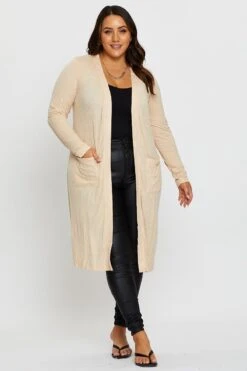 Beige Plus Longline Cardi -You And All Fashion Store ccs2374a 80q beige 3 2