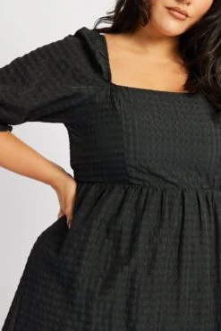 Black Check Babydoll Mini Dress -You And All Fashion Store cdd0018 10ab black 6