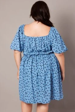 Blue Ditsy Puff Skater Dress -You And All Fashion Store cdd0048 59a ditsy 5