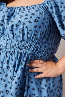 Blue Ditsy Puff Skater Dress -You And All Fashion Store cdd0048 59a ditsy 6