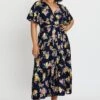 Floral Print Short Sleeve Tieredmaxi Dress