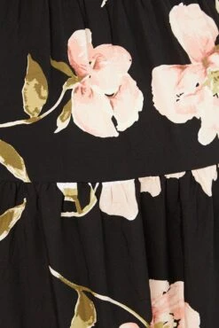 Black Floral Maxi Dress Short Sleeve Wrap Front Tiered -You And All Fashion Store cdd0061r 36rb floral 6