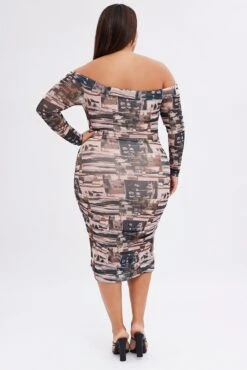 Multi Abstract Midi Dress Bodycon Mesh Off Shoulder -You And All Fashion Store cdd0076 47ab abstract 6