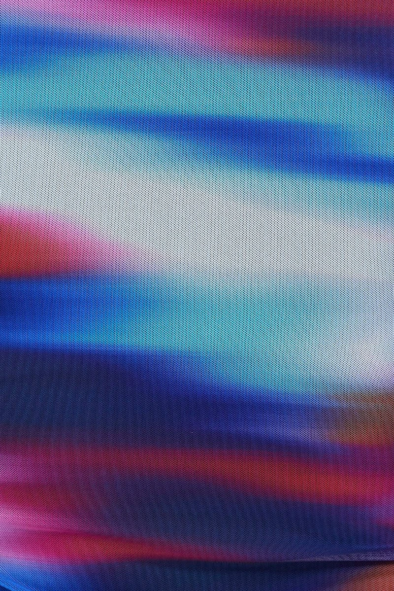 Multi Abstract Maxi Dress Mesh Cap Sleeve Bodycon 6 Multi Abstract Maxi Dress Mesh Cap Sleeve Bodycon - Image 6