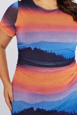 Multi Abstract Bodycon T-shirt Landscape Midi Dress -You And All Fashion Store cdd0114lc 84ab abstract 6