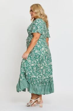 Boho Print Midi Dress V-neck Short Sleeve -You And All Fashion Store cdd0181b 33lb boho prt 4 2