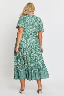 Boho Print Midi Dress V-neck Short Sleeve -You And All Fashion Store cdd0181b 33lb boho prt 5 2