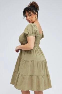 Green Mini Dress Tiered Shirred Bust Puff Sleeve -You And All Fashion Store cdd0330a 33ab sage 4
