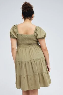 Green Mini Dress Tiered Shirred Bust Puff Sleeve -You And All Fashion Store cdd0330a 33ab sage 5