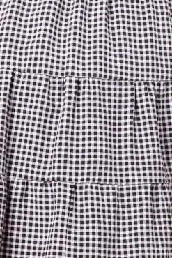 Black Check Smock Dress Flare Sleeve Tiered Round Neck -You And All Fashion Store cdd1001n 35ab check 6