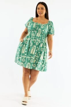 Green Abstract Tie Front Linen Blend Minidress With Pockets 8 Green Abstract Tie Front Linen Blend Minidress With Pockets -You And All Fashion Store cdd1023 125a abstract 3