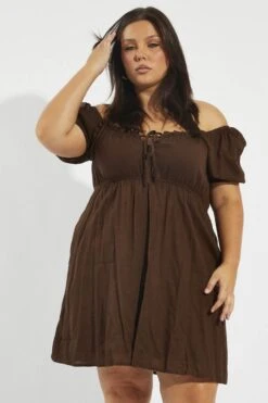 Brown Tie Front Minidress -You And All Fashion Store cdd1023f 36ab chocolate 3