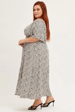 Animal Print Short Sleeve Midi Dress -You And All Fashion Store cdd1025 35r animal prt 4