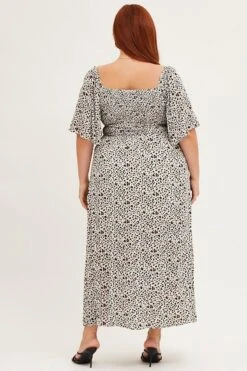 Animal Print Short Sleeve Midi Dress -You And All Fashion Store cdd1025 35r animal prt 5