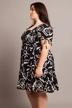 Black Abstract Tie Sleeve Sweetheart Neck Minidress -You And All Fashion Store cdd1103d 35ab abstract 4