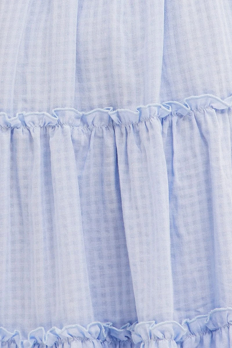 Blue Fit And Flare Dress Short Sleeve Front Ruched 6 Blue Fit And Flare Dress Short Sleeve Front Ruched - Image 6