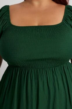 Green Fit And Flare Dress Short Sleeve Shirred 11 Green Fit And Flare Dress Short Sleeve Shirred -You And All Fashion Store cdd11381l 81r forest 6