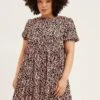 Animal Print Short Sleeve Layer Dress