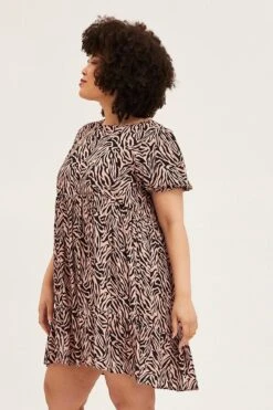 Animal Print Short Sleeve Layer Dress -You And All Fashion Store cdd1144 36ab animal prt 4