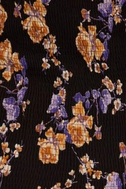 Black Floral Bodycon Dress Short Sleeve Off Shoulder Shirred -You And All Fashion Store cdd1168 35rb floral 6