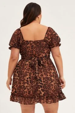 Animal Print Chiffon Short Sleeve Tie Back Dress -You And All Fashion Store cdd1183a 33ab animal print 5