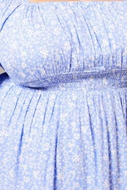 Blue Ditsy Long Sleeve Shirred Waist Minidress -You And All Fashion Store cdd11869 59a ditsy 6