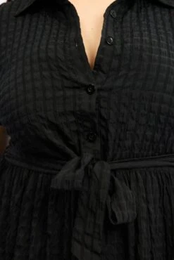 Black Shirt Dress Short Sleeve Tiered Self Check -You And All Fashion Store cdd12071l 47r black 5