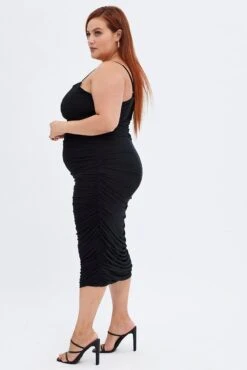 Black Bodycon Dress Sleeveless Midi Mesh -You And All Fashion Store cdd1226 47rb black 4