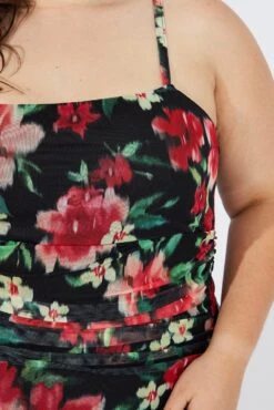 Black Floral Mesh Dress Sleeveless Ruched -You And All Fashion Store cdd1226b 47rb floral 6