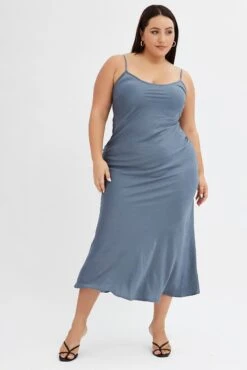 Grey Slip Dress Sleeveless Maxi