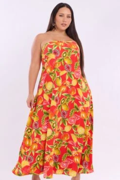 Red Abstract Maxi Dress Strapless -You And All Fashion Store cdd12429g 47rb abstract 3