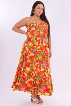 Red Abstract Maxi Dress Strapless -You And All Fashion Store cdd12429g 47rb abstract 4