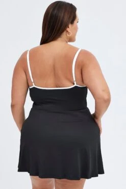 Black Tennis Dress With Inbuilt Shorts Jersey Contrast -You And All Fashion Store cdd12494 33ab black 5