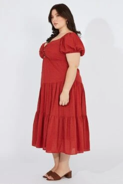 Brown Midi Dress Short Sleeve Tiered Cut Out 9 Brown Midi Dress Short Sleeve Tiered Cut Out -You And All Fashion Store cdd1270m 81r rust 4