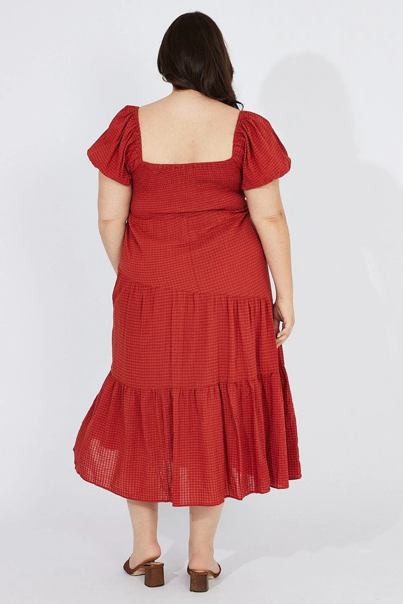 Brown Midi Dress Short Sleeve Tiered Cut Out 5 Brown Midi Dress Short Sleeve Tiered Cut Out - Image 5