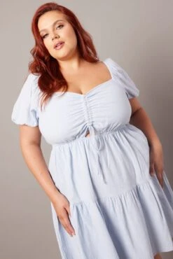 Blue Drawstring Front Mini Dress -You And All Fashion Store cdd12799 35a blue 3