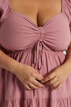 Pink Drawstring Front Mini Dress -You And All Fashion Store cdd12799 35ab pink 6